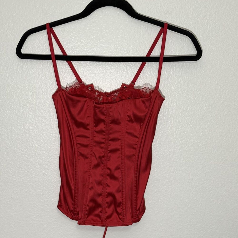 Victoria's Secret Very Sexy Red Satin Corset Balconette Strappy NWT XS